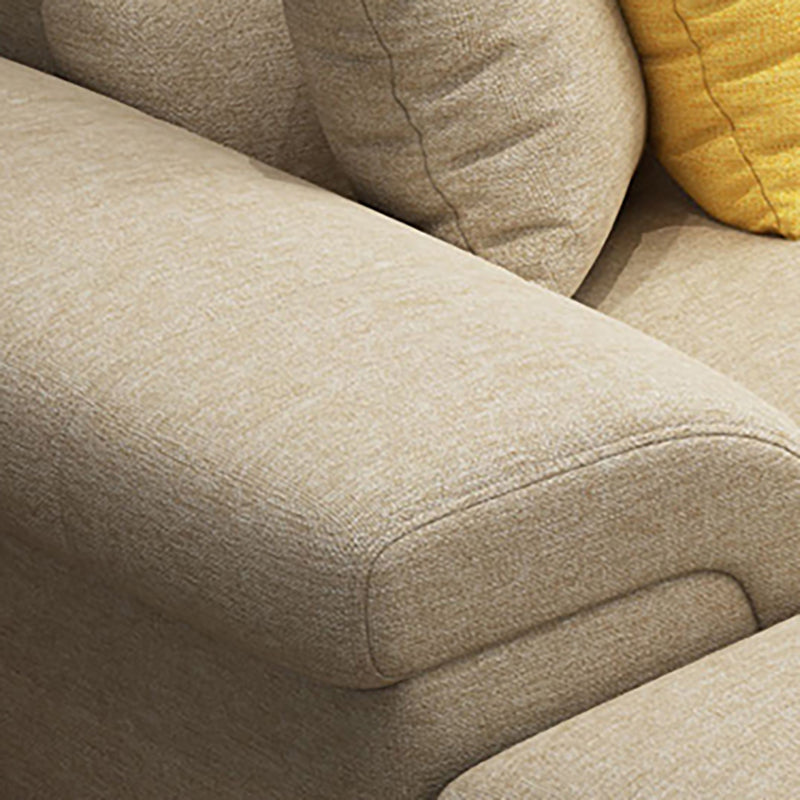 Contemporary L-Shape Sectional with Pillowed Back Cushions for Four People