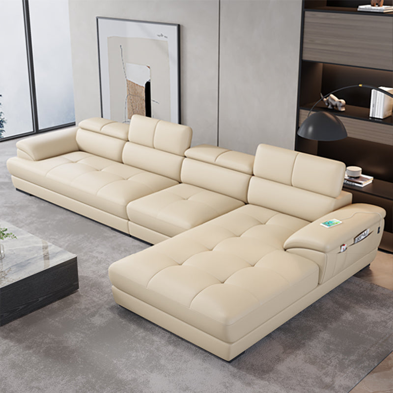 Divano contemporaneo beige con braccio top e stoccaggio 27,6 "