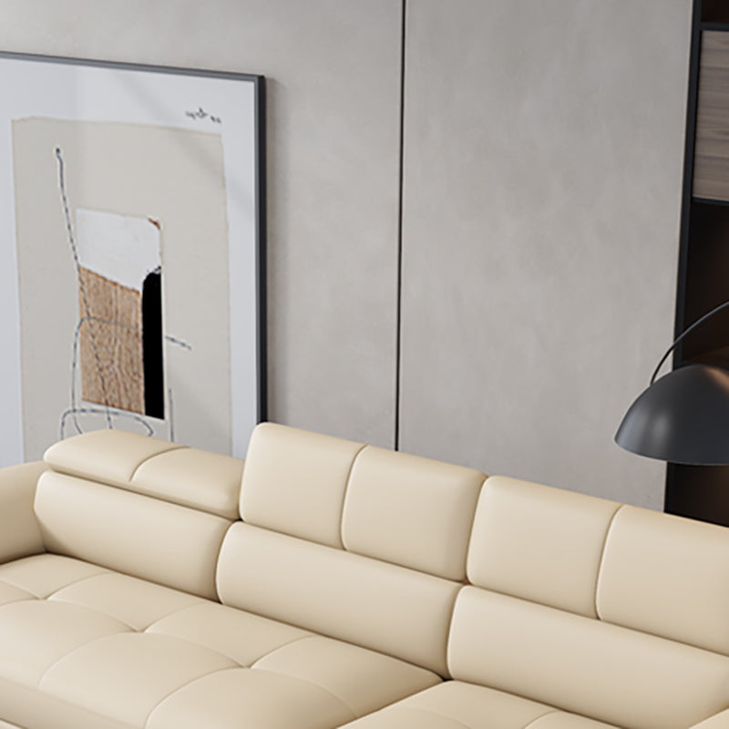 Divano contemporaneo beige con braccio top e stoccaggio 27,6 "