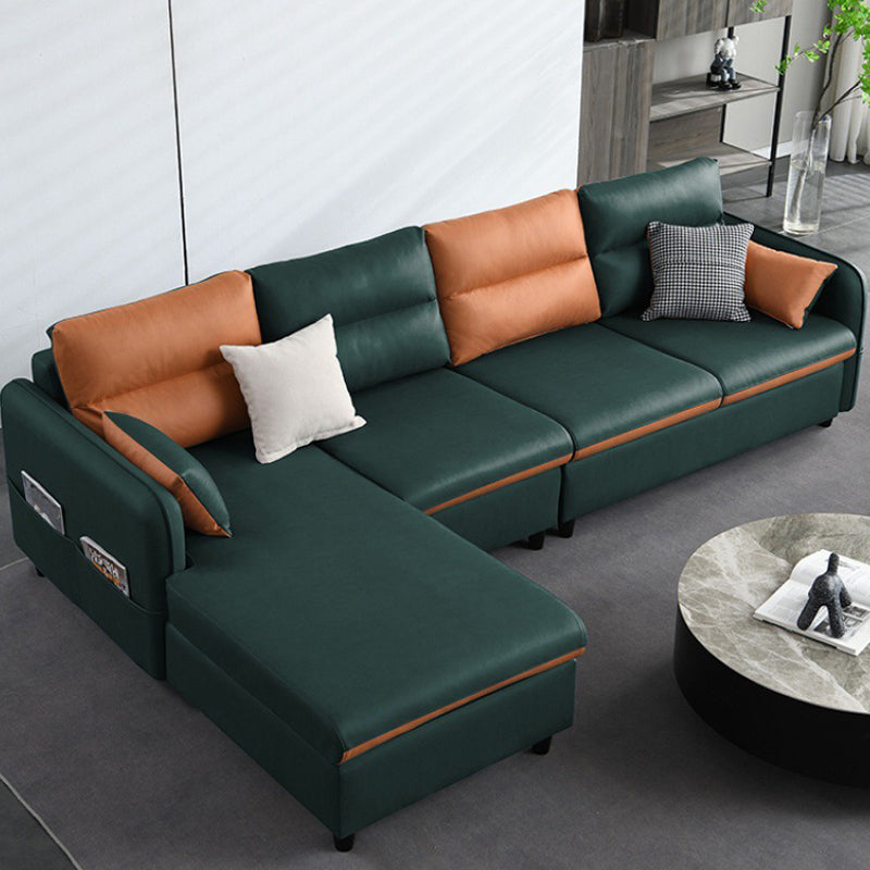 Braccio quadrato in pelle finta 102,36 "d x 62,99" w sezionali H 29.53 "con archiviazione