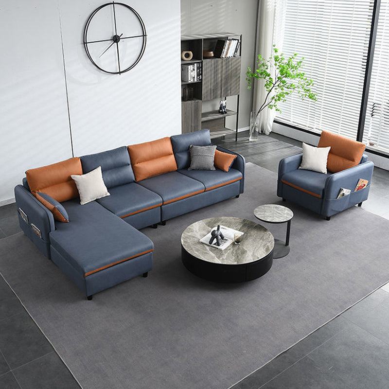 Braccio quadrato in pelle finta 102,36 "d x 62,99" w sezionali H 29.53 "con archiviazione