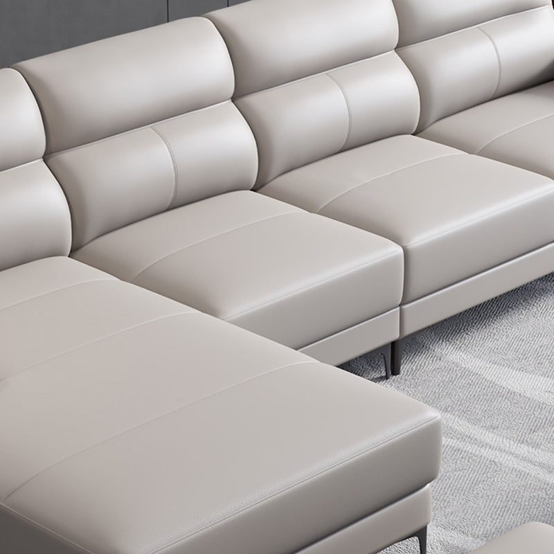 Divano grigio chiaro contemporaneo con braccio superiore per cuscino per appartamento 35.43 "