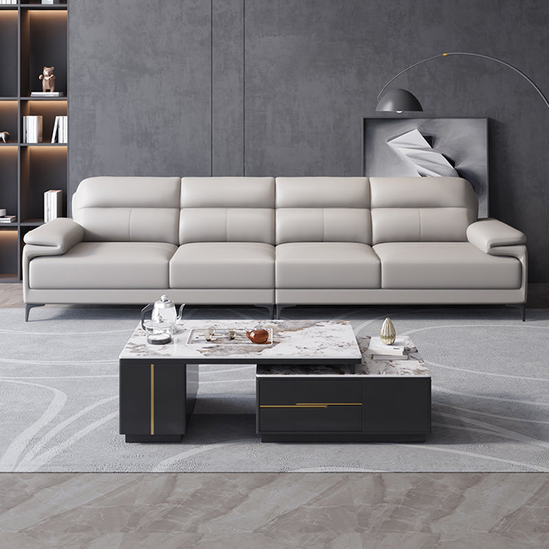 Divano grigio chiaro contemporaneo con braccio superiore per cuscino per appartamento 35.43 "