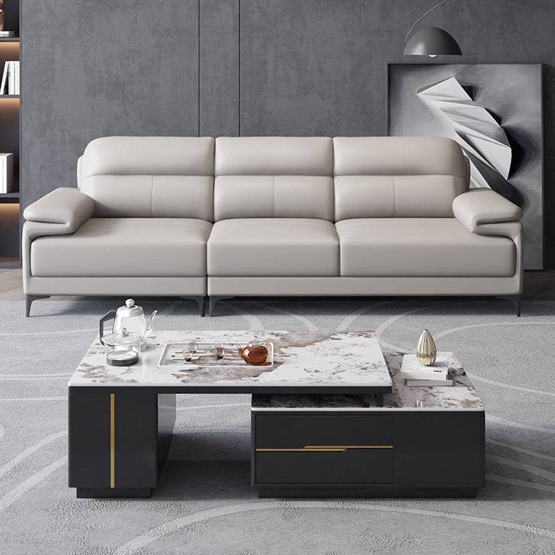 Divano grigio chiaro contemporaneo con braccio superiore per cuscino per appartamento 35.43 "