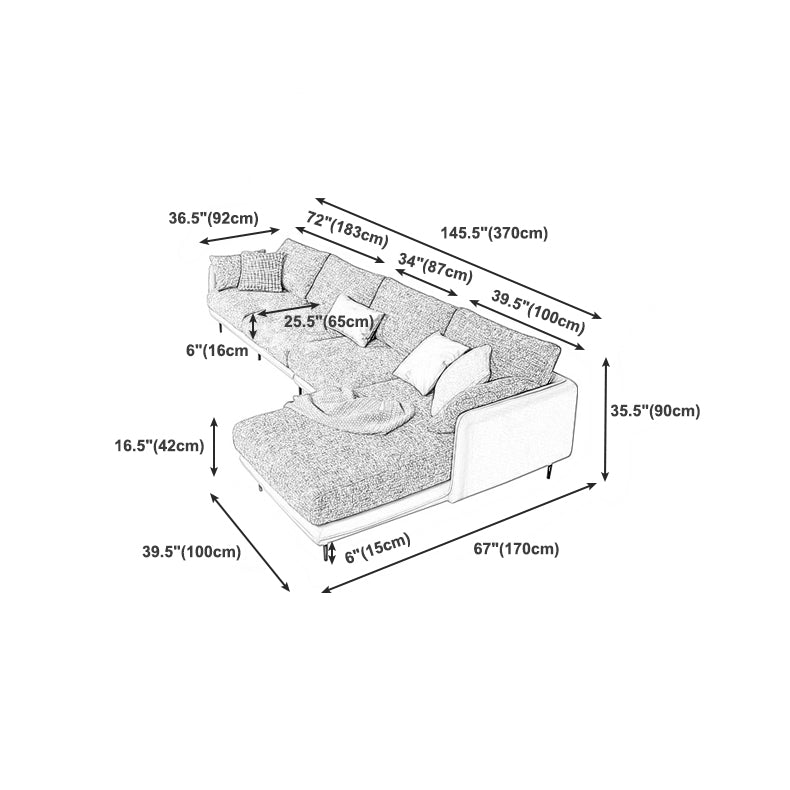 Modern Tuxedo Arm Removable Cushions Sofa with Pillows 35.43" for Living Room