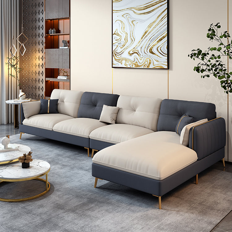 Divano in pelle finta beige con braccio incasso 30.7 "