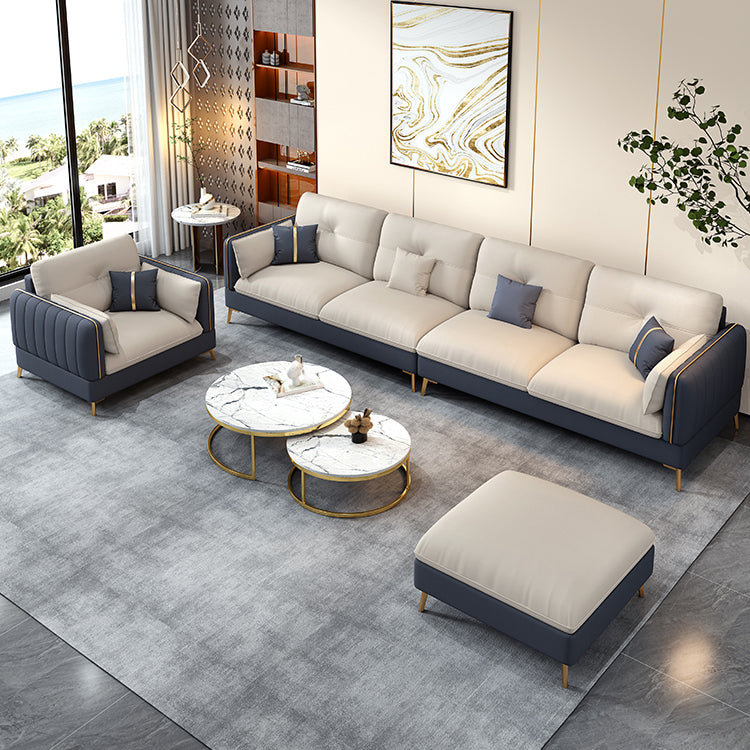 Divano in pelle finta beige con braccio incasso 30.7 "