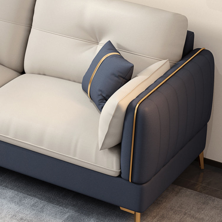 Divano in pelle finta beige con braccio incasso 30.7 "