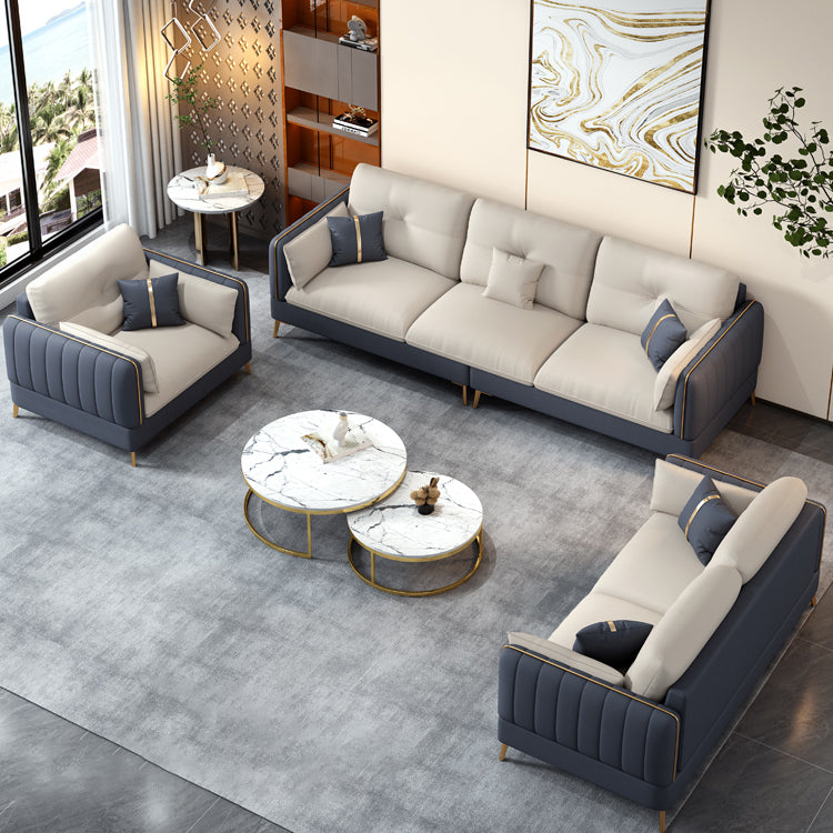 Divano in pelle finta beige con braccio incasso 30.7 "