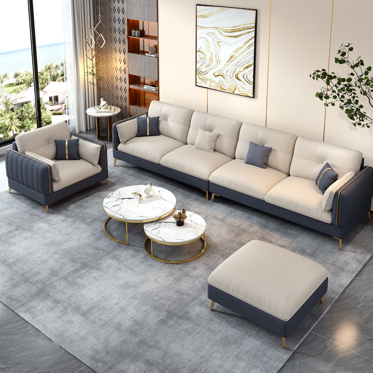 Divano in pelle finta beige con braccio incasso 30.7 "