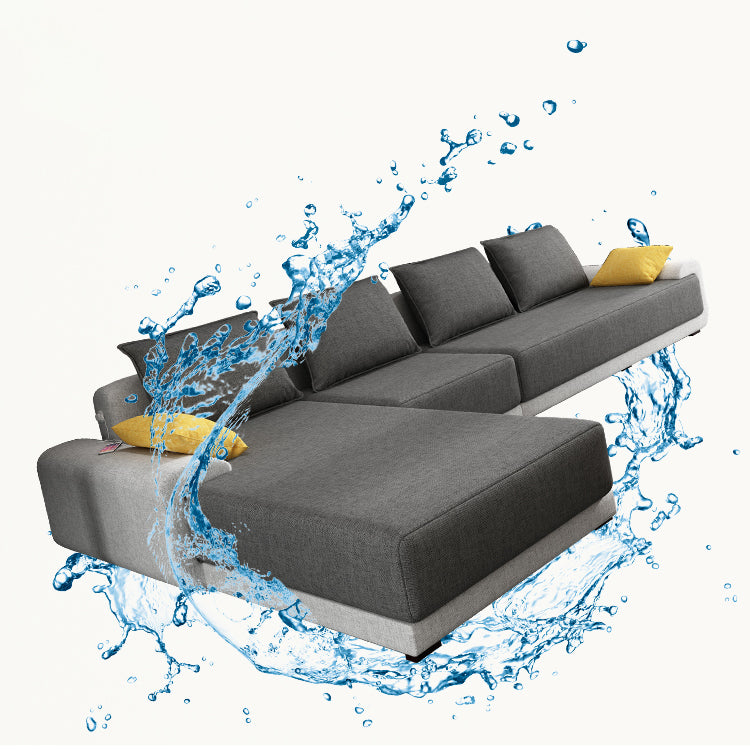 Contemporary Removable Loose Back Cushions Sofa with Reversible Chaise