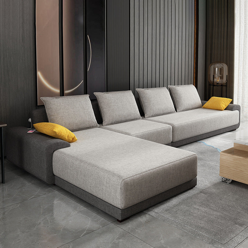 Contemporary Removable Loose Back Cushions Sofa with Reversible Chaise