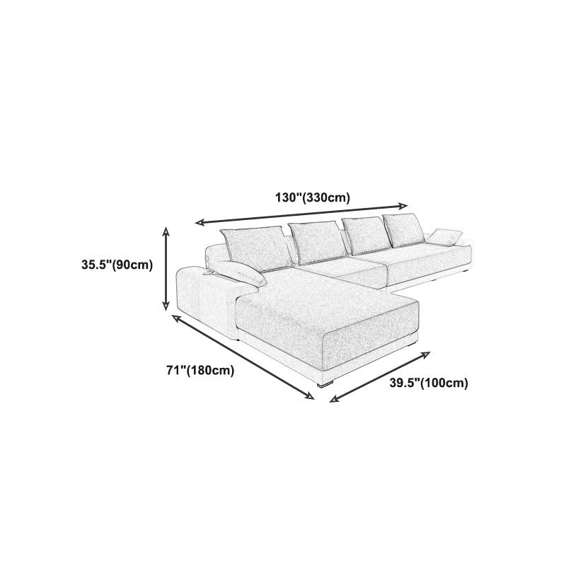 Contemporary Removable Loose Back Cushions Sofa with Reversible Chaise