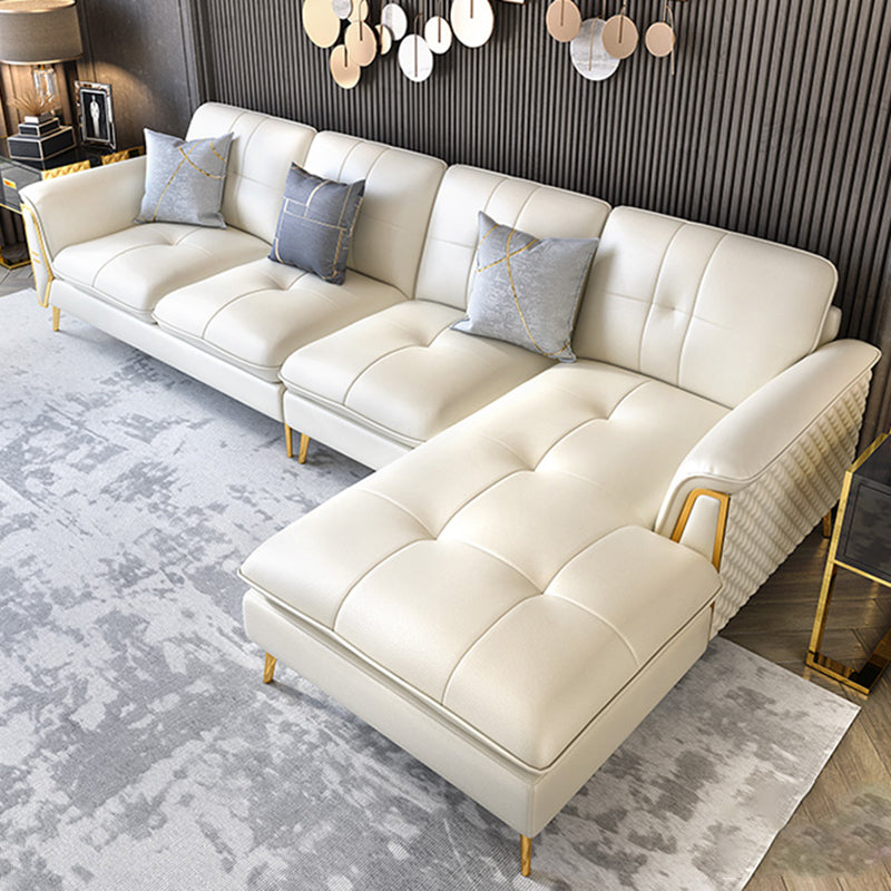 Divano a cuscini in pelle autentica contemporanea 36.61 "divano a cuscino alto, bianco