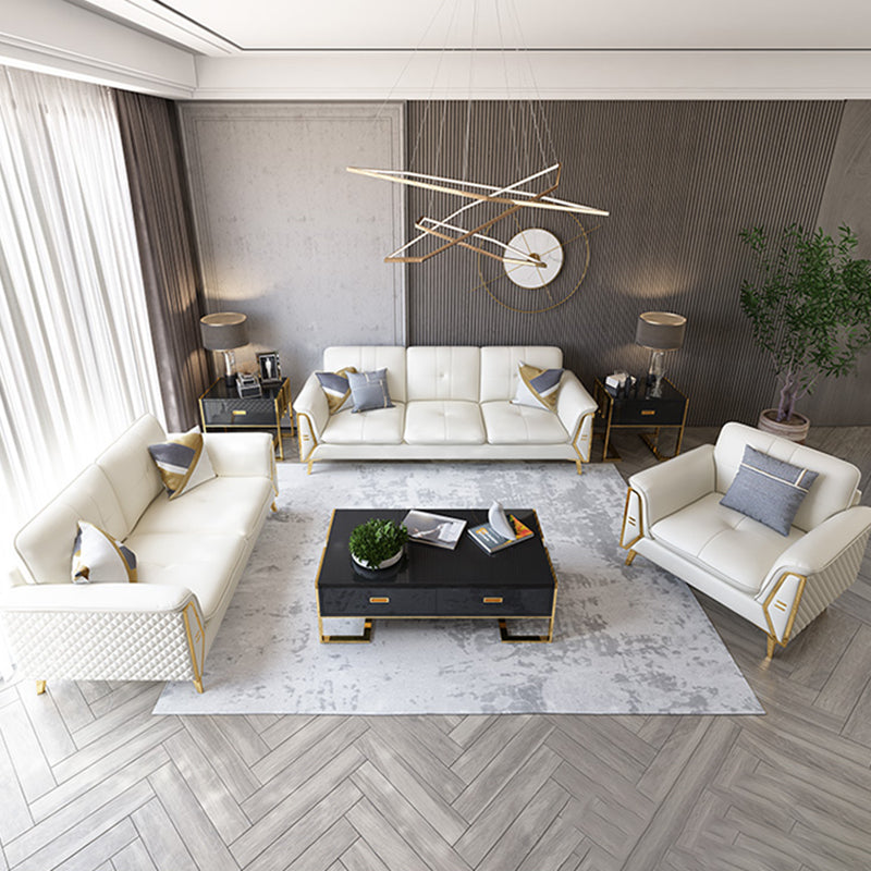 Divano a cuscini in pelle autentica contemporanea 36.61 "divano a cuscino alto, bianco