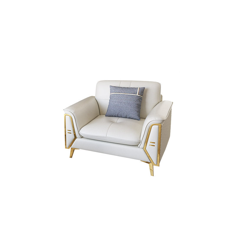 Divano a cuscini in pelle autentica contemporanea 36.61 "divano a cuscino alto, bianco