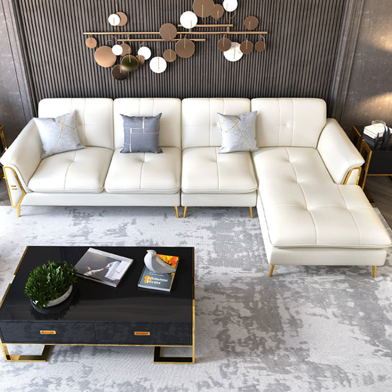 Divano a cuscini in pelle autentica contemporanea 36.61 "divano a cuscino alto, bianco