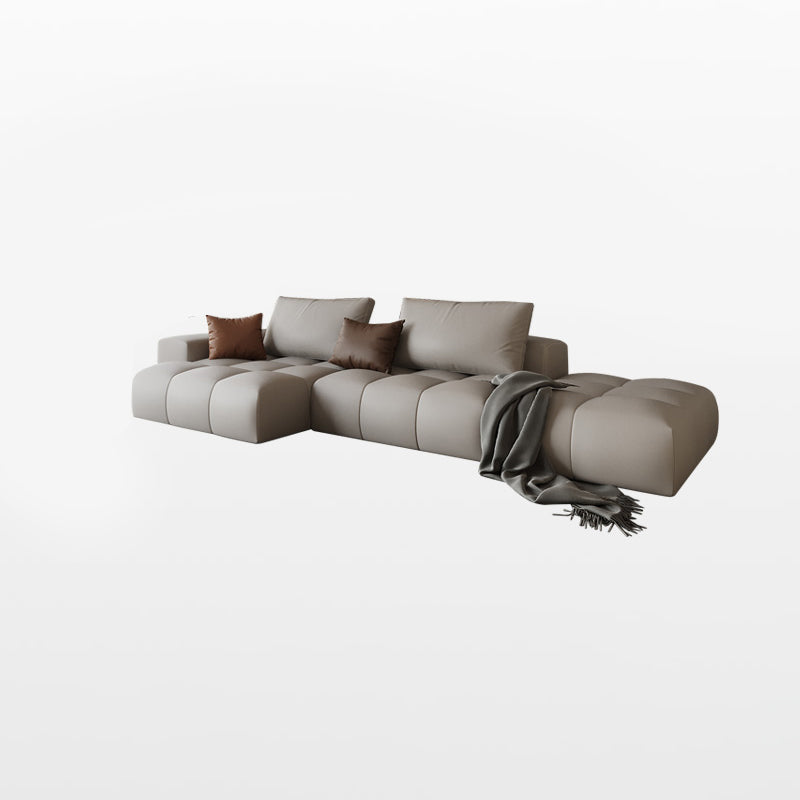 American Traditional Faux Leather Cushions Sofa 37.4"High Square Arm Sofa,White