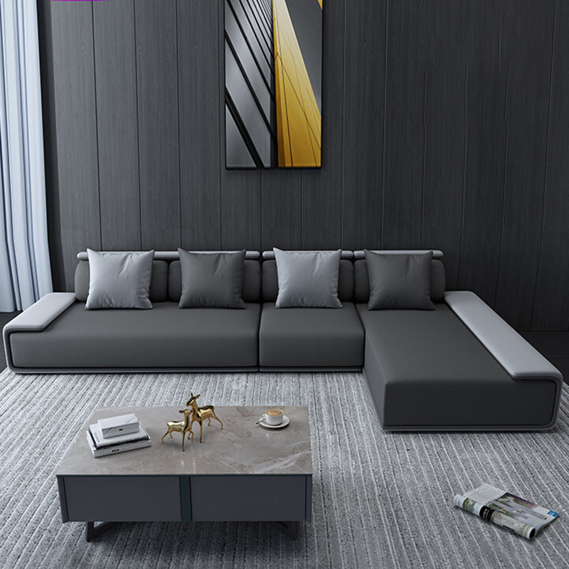 Contemporary Industrial Fabric Sofa with Bolster Pillows 29.53"High Pillow Top Arm Sofa