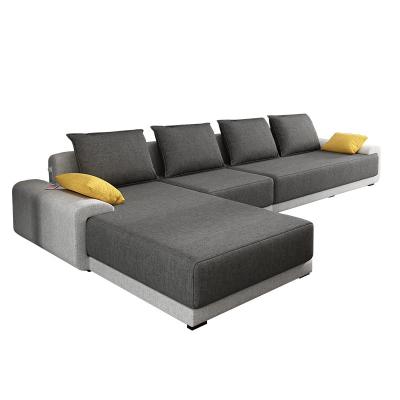 Contemporary Removable Cushions Loose Back Sofa with Reversible Chaise for Living Room