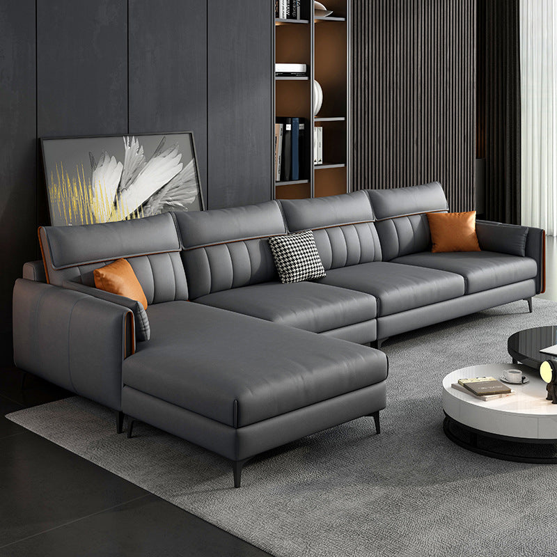 Contemporary Pillow Back Sofa with Recessed Arm for Apartment