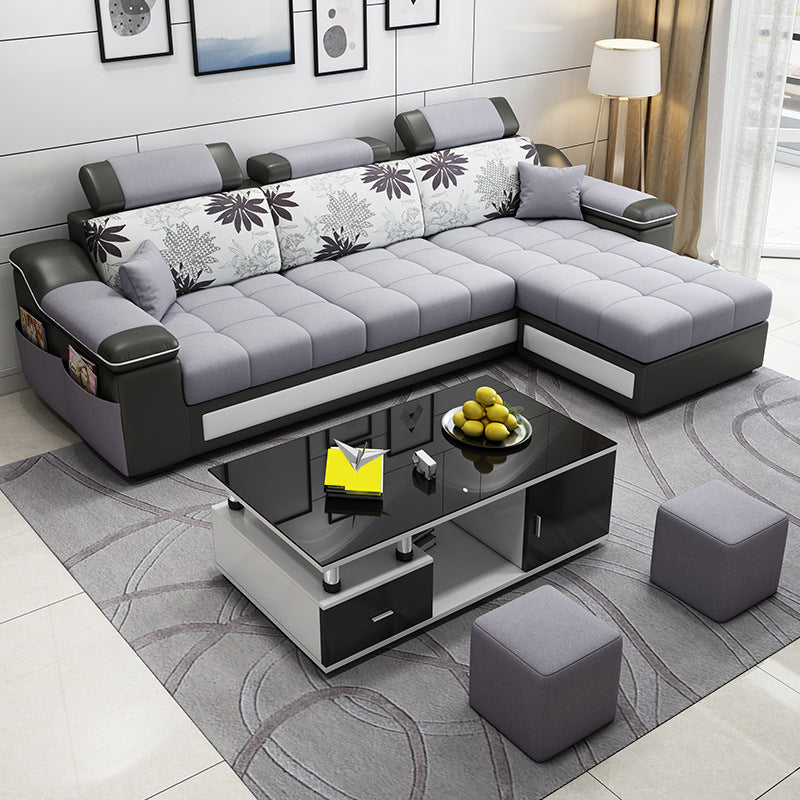 Pillow Top Arm Modular Settee Furniture 3-seater Sofa and Chaise with Pillows