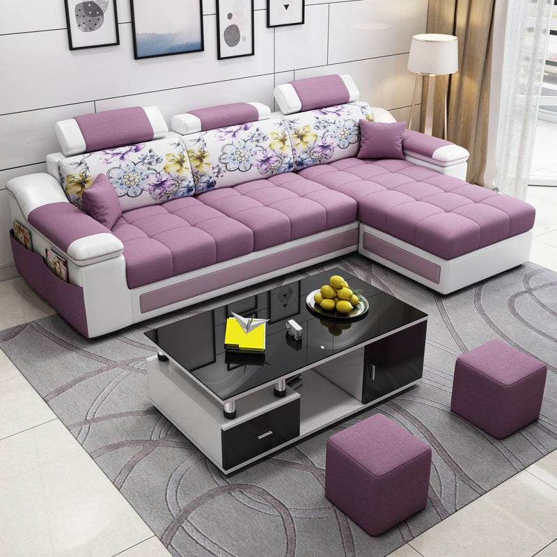 Pillow Top Arm Modular Settee Furniture 3-seater Sofa and Chaise with Pillows