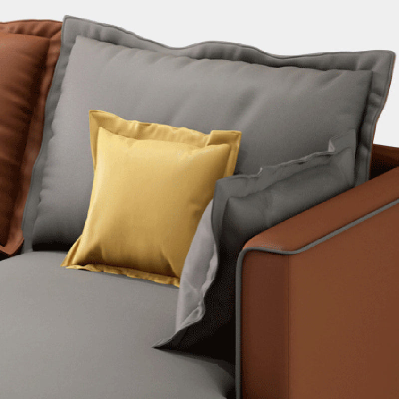 129.92" D x 70.86" W x 35.43" H Faux Leather Square Arm Sofa with Bolster Pillows