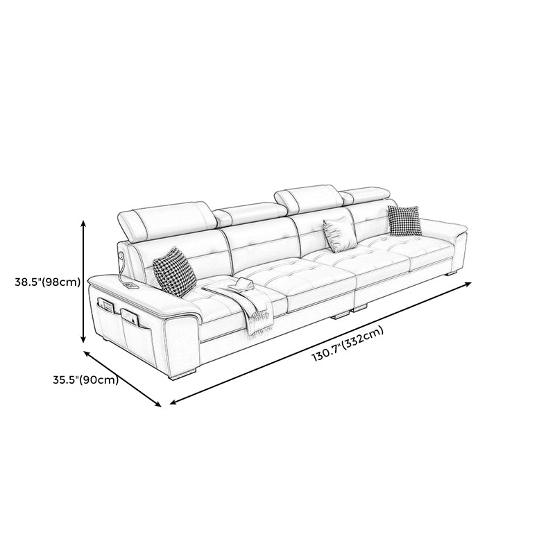 Waterproof Linen Pillow Top Arm Sofa with Adjustable Bolster Pillows and Storage Bag