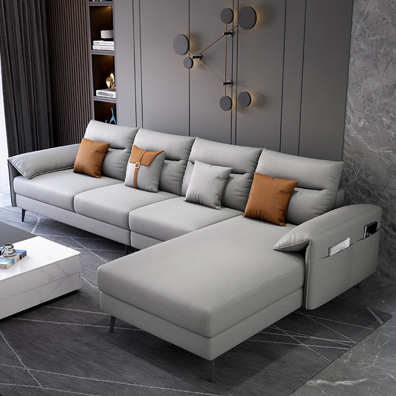 Contemporary Pillow Top Arm Modular Sofa and Chaise with 4 Pillows
