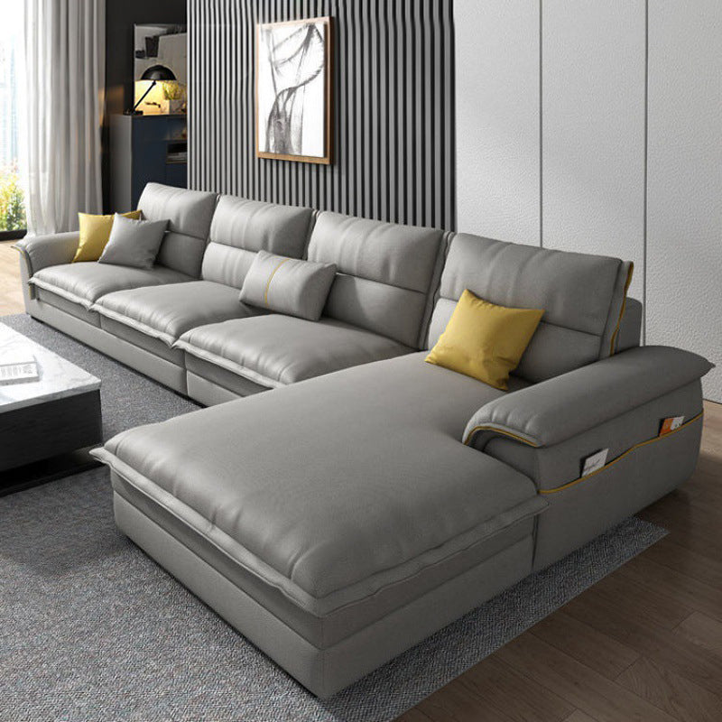 Contemporary Reversible Chaise Sofa with Removable Cushions Slipcovered Sofa