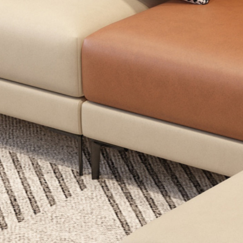 124.01" D x 62.99" W x 35.43" H Faux Leather Square Arm Sofa with Bolster Pillows