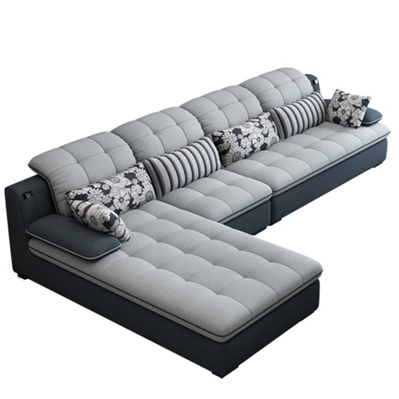 Modern Pillow Top Arm Sofa with Storage Bag Adjustable Backrest Sofa for Living Room
