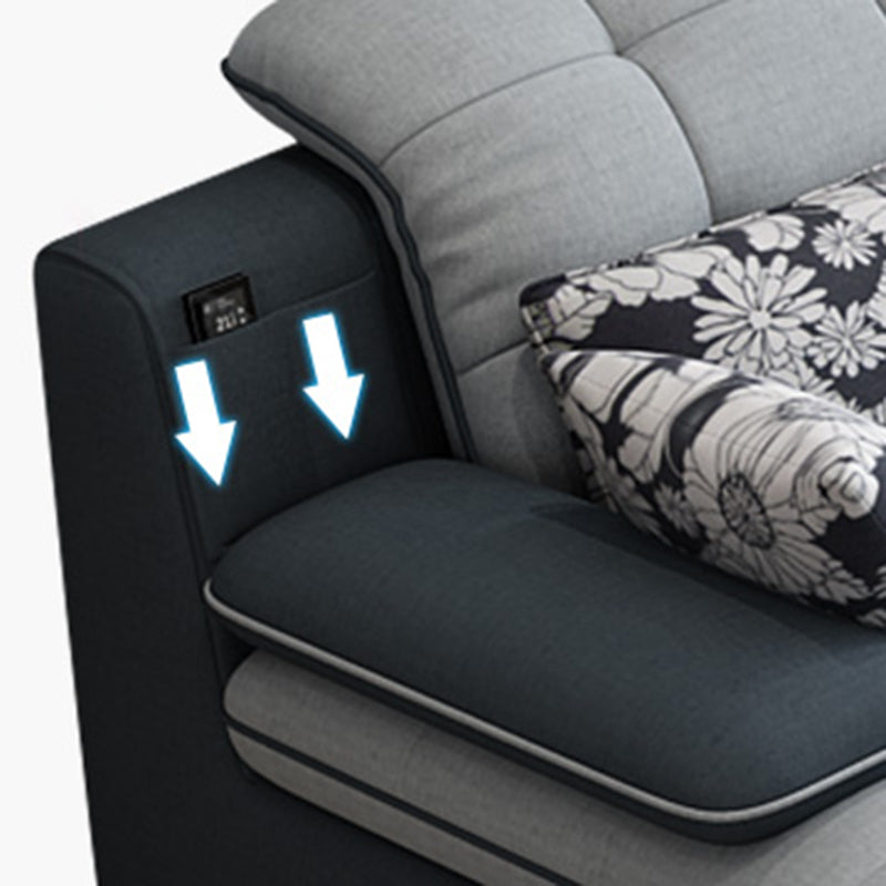 Modern Pillow Top Arm Sofa with Storage Bag Adjustable Backrest Sofa for Living Room