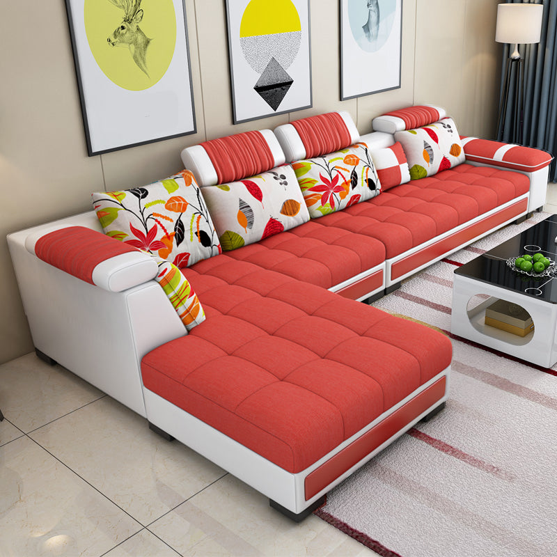 Contemporary Sewn Pillow Back Sofa 138.83"D x 68.9"W x 35.43"H Pillow Top Arm Sofa