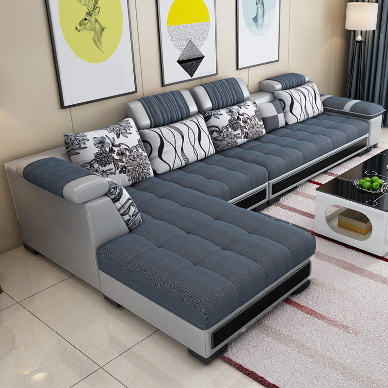 Contemporary Sewn Pillow Back Sofa 138.83"D x 68.9"W x 35.43"H Pillow Top Arm Sofa