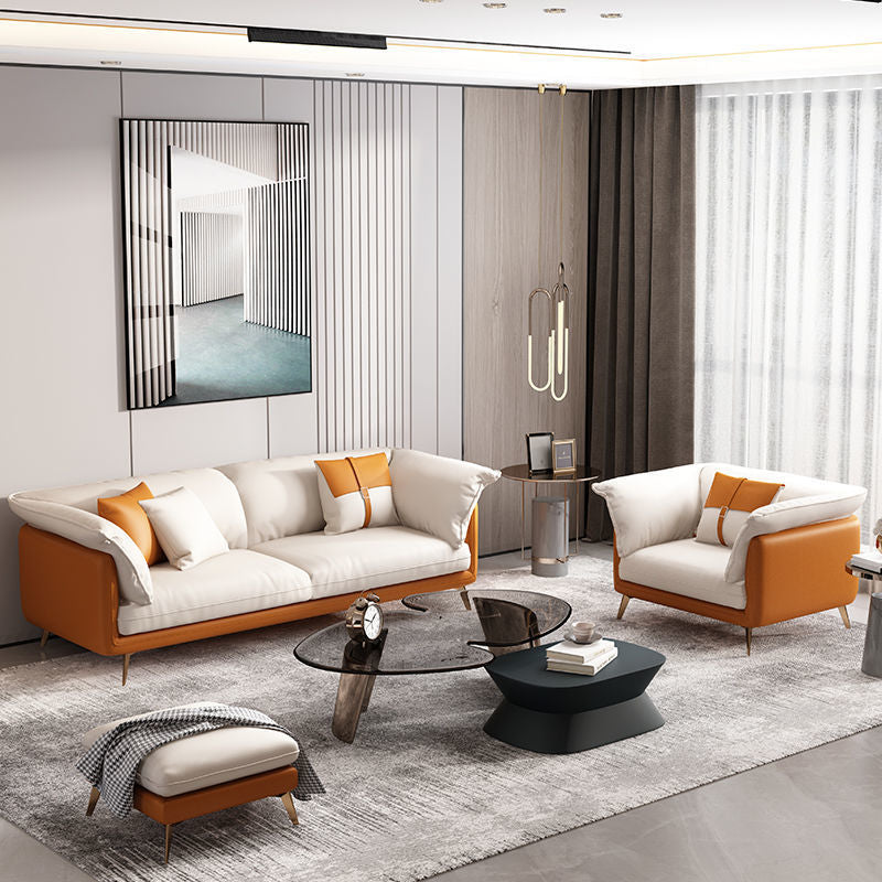 Square Arm Sofa Pillow Top Sofa with Multiple Cushions for Living Room and Apartment
