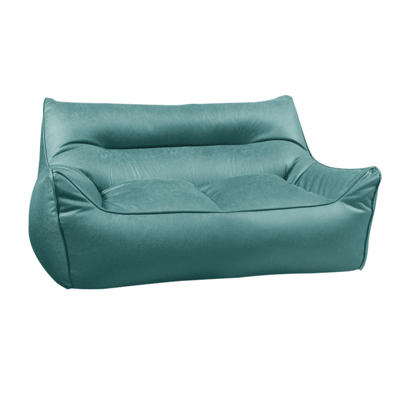 Contemporary Faux Leather Pillow Top Arm Sofa Sewn Pillow Back Sofa for Living Room