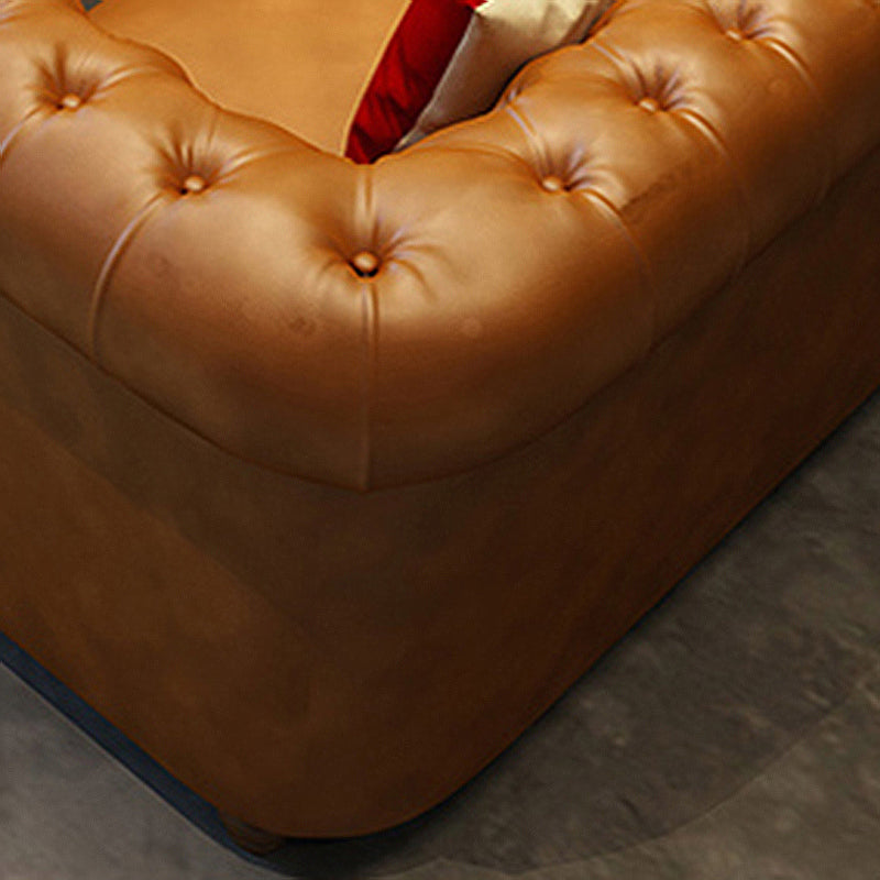 Mid Century Modern Leather Sofa 31.5"High Rolled Arm Sofa for Cafe