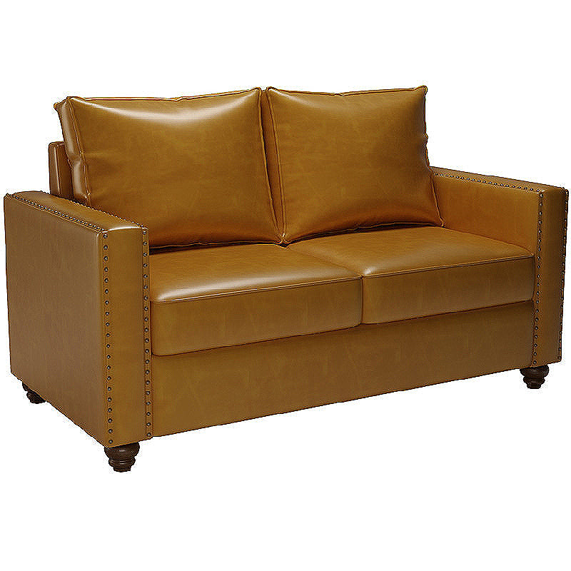 Mid Century Modern Leather Sofa 31.5"High Rolled Arm Sofa for Cafe