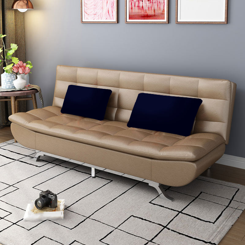 Hair Pin Legs Biscuit Back Armless Sofa with Slipcover for Living Room