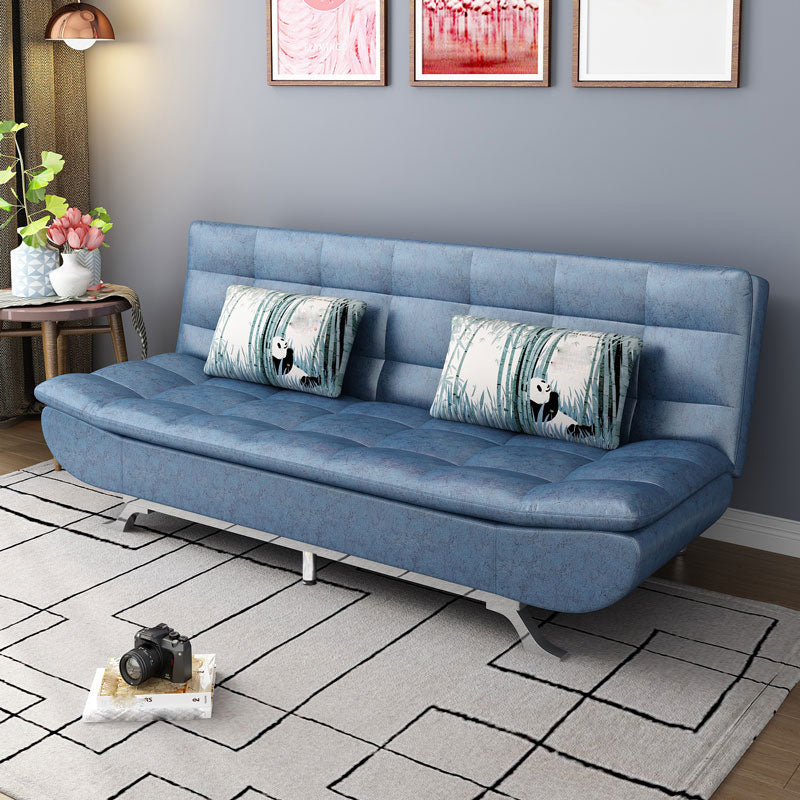 Hair Pin Legs Biscuit Back Armless Sofa with Slipcover for Living Room