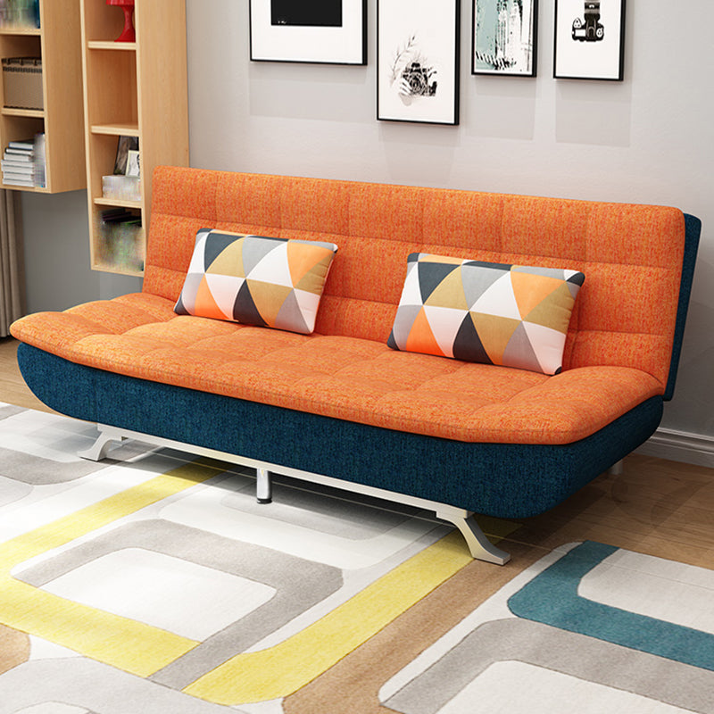 Hair Pin Legs Biscuit Back Armless Sofa with Slipcover for Living Room