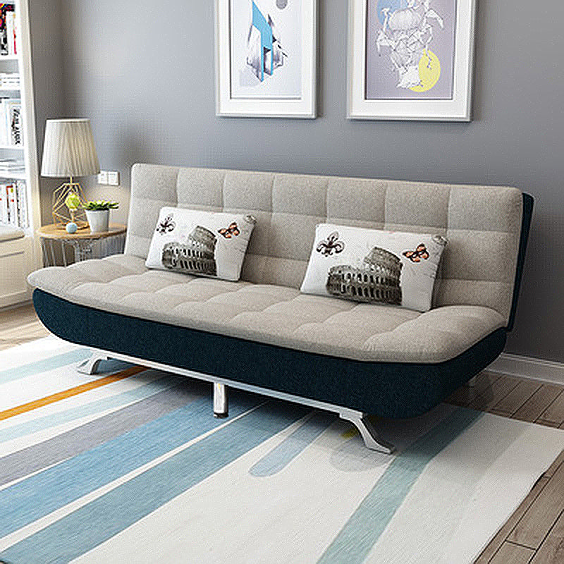 Hair Pin Legs Biscuit Back Armless Sofa with Slipcover for Living Room