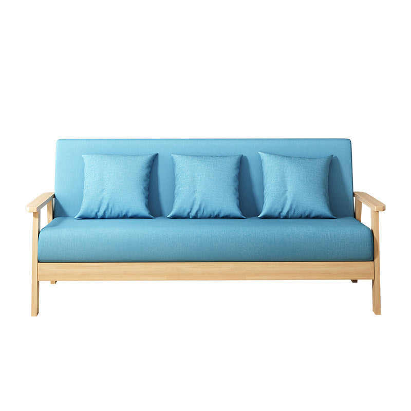 Fabric Square Arm Slipcovered 2/3 Seat Sofa Solid Color Sofa for Apartment