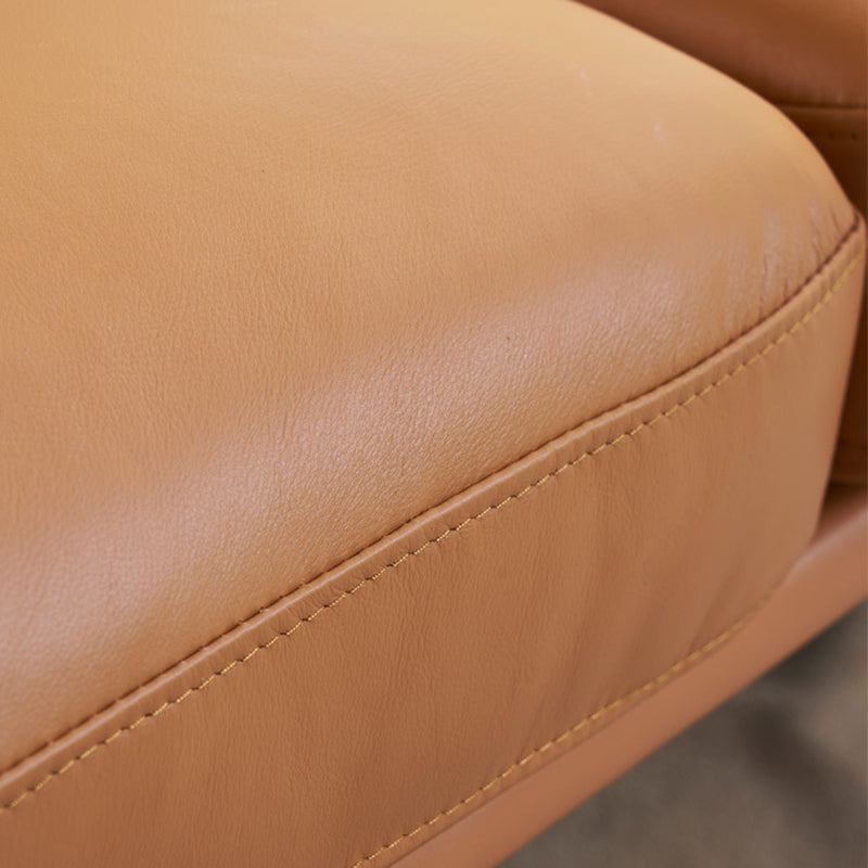 Modern Style Square Armrest Sponge Seat Filled with Leather & Leather Orange Sofa