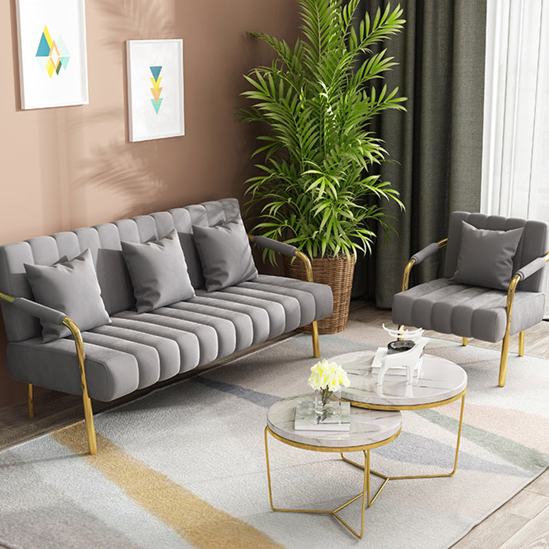 Modern Standard Metal Legs Sofa Macaroon Fabric Sofa for Apartment