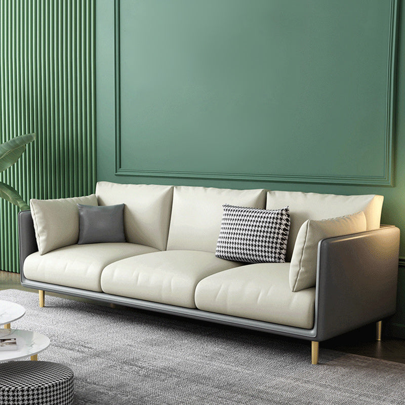Green and White Stain Resistant Settee Sofa Leather Square Arm Loveseat