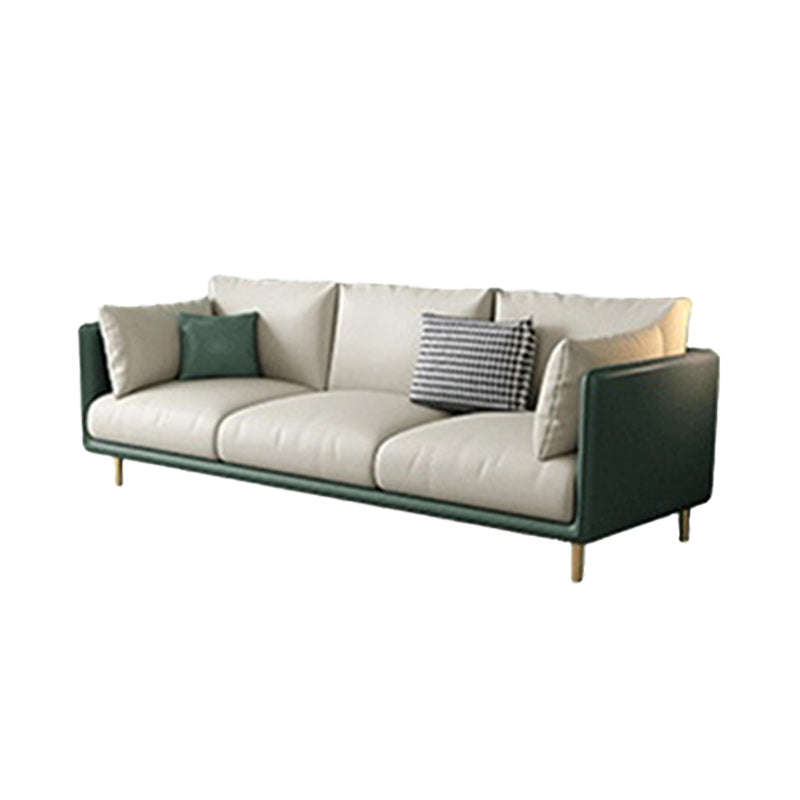 Green and White Stain Resistant Settee Sofa Leather Square Arm Loveseat