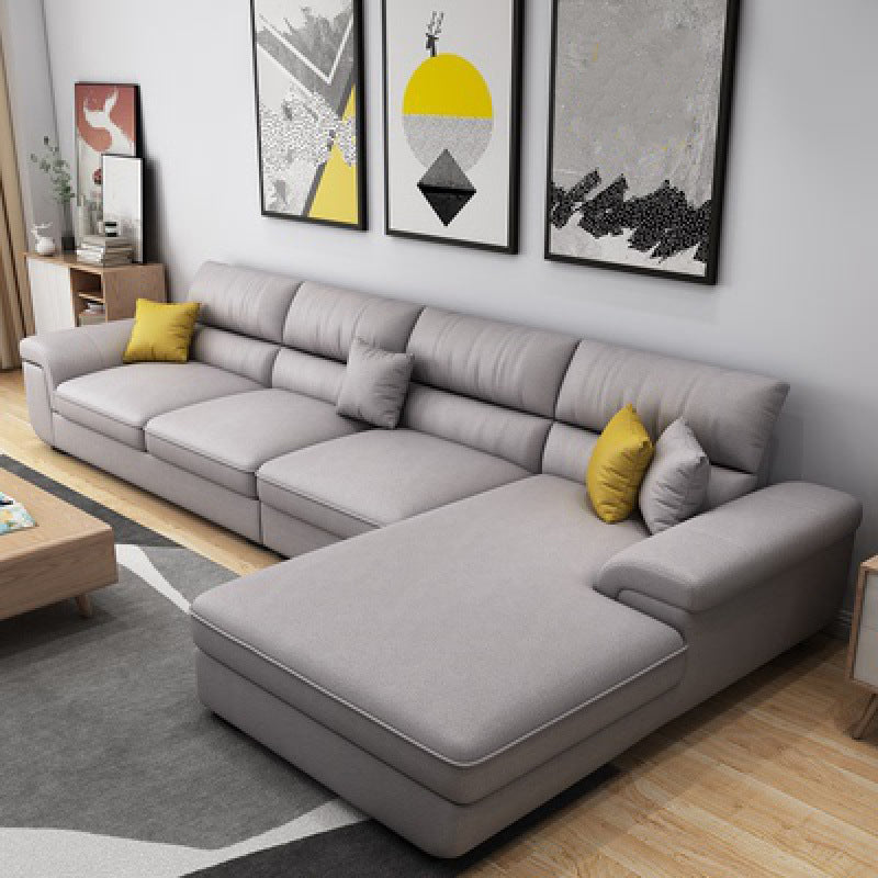 Modern Reversible Chaise Sectionals with Pillows Flared Arm Sectionals for Living Room